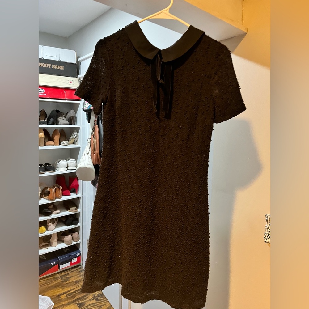 Black collared mini dress